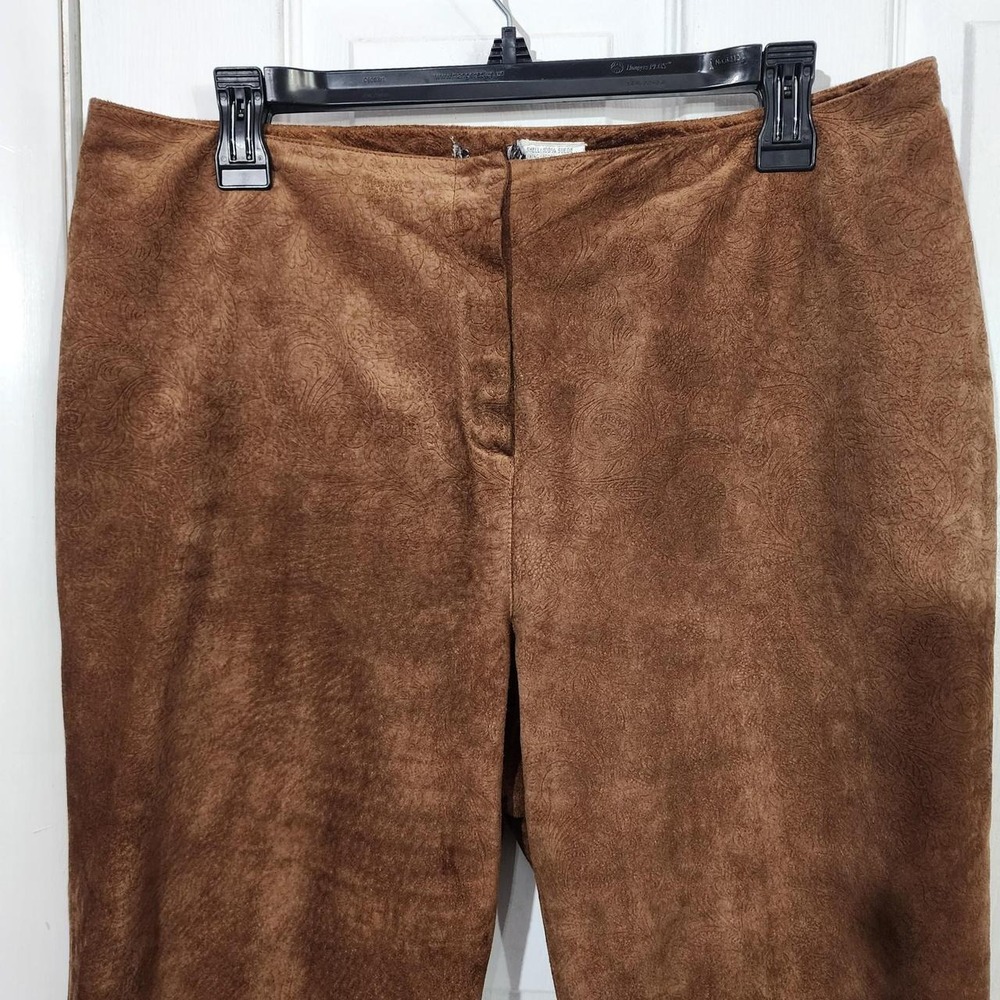 Vintage Brown Suede Floral Embossed Pants - Picture 3 of 5
